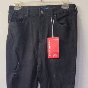 Wax Jean Collection - Black Women Distressed Stretched Jeans - Size 13/31